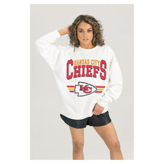 Kansas City Chiefs Gameday Couture Women's Swift Strike Premium Oversized Fleece Pullover Sweatshirt - White discount