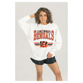 Cincinnati Bengals Gameday Couture Women's Swift Strike Premium Oversized Fleece Pullover Sweatshirt - White discount