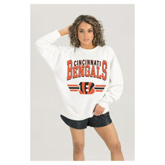 Cincinnati Bengals Gameday Couture Women's Swift Strike Premium Oversized Fleece Pullover Sweatshirt - White discount