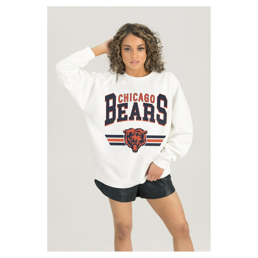 Chicago Bears Gameday Couture Women's Swift Strike Premium Oversized Fleece Pullover Sweatshirt - White discount