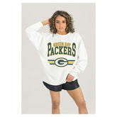 Green Bay Packers Gameday Couture Women's Swift Strike Premium Oversized Fleece Pullover Sweatshirt - White online