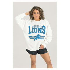 Detroit Lions Gameday Couture Women's Swift Strike Premium Oversized Fleece Pullover Sweatshirt - White sale