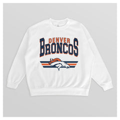 Denver Broncos Gameday Couture Women's Swift Strike Premium Oversized Fleece Pullover Sweatshirt - White cheap