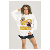 Washington Commanders Gameday Couture Women's Oversized Hard Earned Premium Fleece Pullover Sweatshirt - White discount