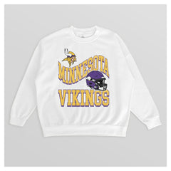 Minnesota Vikings Gameday Couture Women's Oversized Hard Earned Premium Fleece Pullover Sweatshirt - White on sale