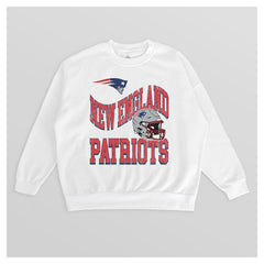 New England Patriots Gameday Couture Women's Oversized Hard Earned Premium Fleece Pullover Sweatshirt - White online