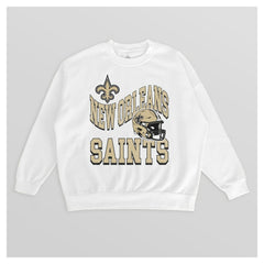 New Orleans Saints Gameday Couture Women's Oversized Hard Earned Premium Fleece Pullover Sweatshirt - White online