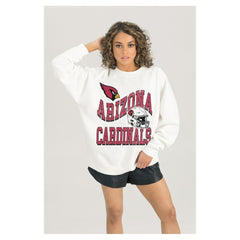 Arizona Cardinals Gameday Couture Women's Oversized Hard Earned Premium Fleece Pullover Sweatshirt - White outlet