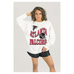 Atlanta Falcons Gameday Couture Women's Oversized Hard Earned Premium Fleece Pullover Sweatshirt - White on sale