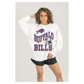 Buffalo Bills Gameday Couture Women's Oversized Hard Earned Premium Fleece Pullover Sweatshirt - White on sale