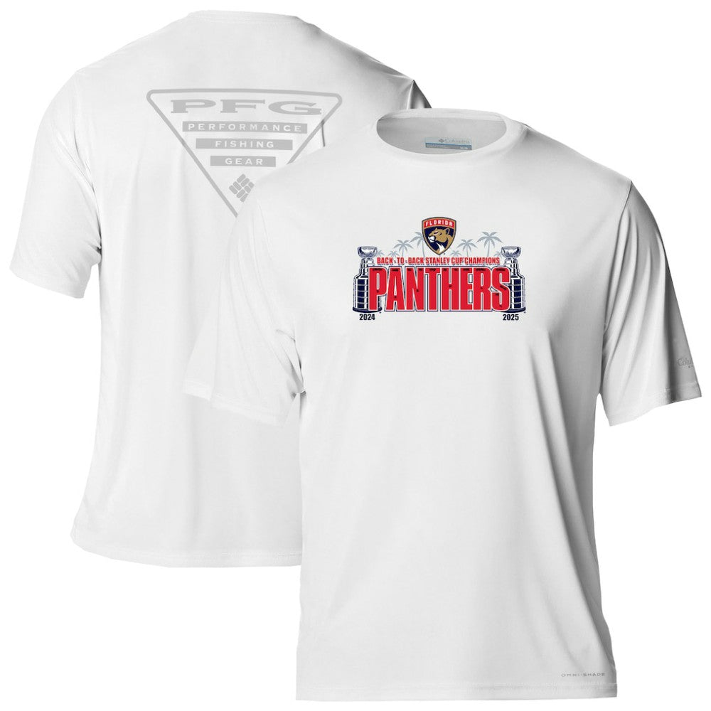 Florida Panthers Columbia Terminal Tackle Back-To-Back Stanley Cup Champions Omni-Shade T-Shirt White
