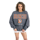 Denver Broncos Gameday Couture Women's Bring Your Energy Oversized Premium Fleece Pullover Sweatshirt - Charcoal online