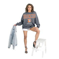Denver Broncos Gameday Couture Women's Bring Your Energy Oversized Premium Fleece Pullover Sweatshirt - Charcoal online