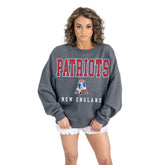 New England Patriots Gameday Couture Women's Bring Your Energy Oversized Premium Fleece Pullover Sweatshirt - Charcoal sale