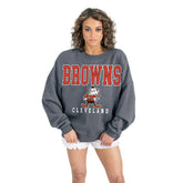 Cleveland Browns Gameday Couture Women's Bring Your Energy Oversized Premium Fleece Pullover Sweatshirt - Charcoal on sale