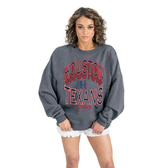 Houston Texans Gameday Couture Women's Long Weekends Oversized Premium Fleece Pullover Sweatshirt - Charcoal sale