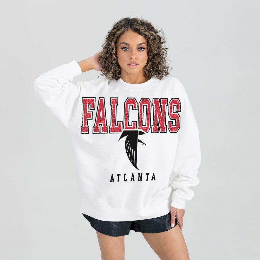 Atlanta Falcons Gameday Couture Women's Classic Sunday Drives Oversized Premium Fleece Pullover Sweatshirt - White outlet