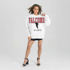 Atlanta Falcons Gameday Couture Women's Classic Sunday Drives Oversized Premium Fleece Pullover Sweatshirt - White outlet