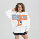 Denver Broncos Gameday Couture Women's Classic Sunday Drives Oversized Premium Fleece Pullover Sweatshirt - White sale