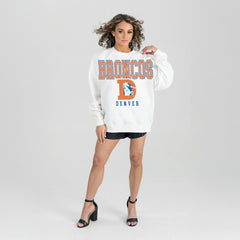 Denver Broncos Gameday Couture Women's Classic Sunday Drives Oversized Premium Fleece Pullover Sweatshirt - White sale