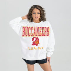 Tampa Bay Buccaneers Gameday Couture Women's Classic Sunday Drives Oversized Premium Fleece Pullover Sweatshirt - White sale