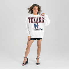 Houston Texans Gameday Couture Women's Classic Sunday Drives Oversized Premium Fleece Pullover Sweatshirt - White cheap