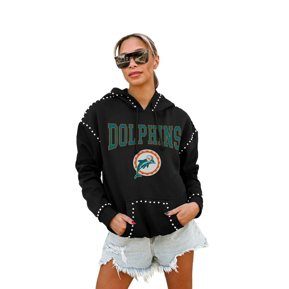 Miami Dolphins Gameday Couture Women's Studded Pullover Hoodie - Black discount
