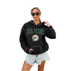 Miami Dolphins Gameday Couture Women's Studded Pullover Hoodie - Black discount