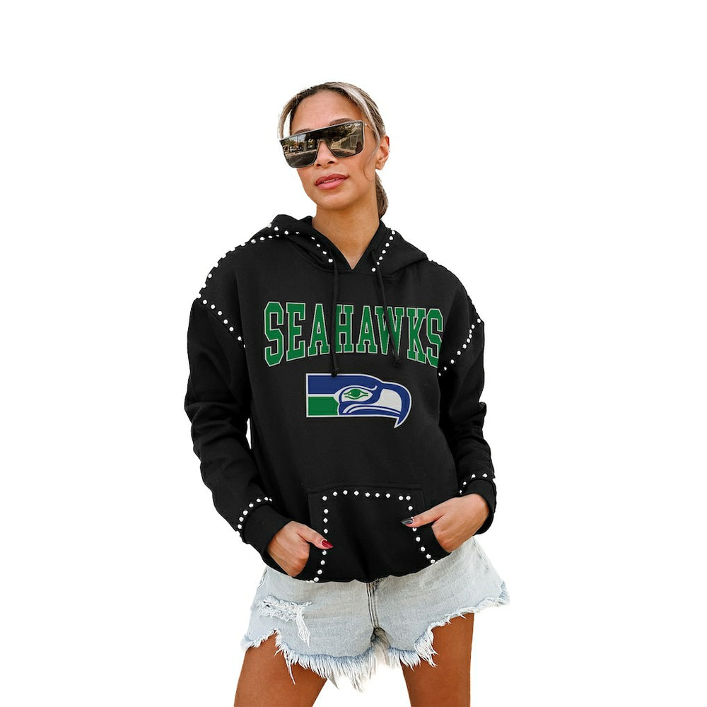 Seattle Seahawks Gameday Couture Women's Studded Pullover Hoodie - Black cheap