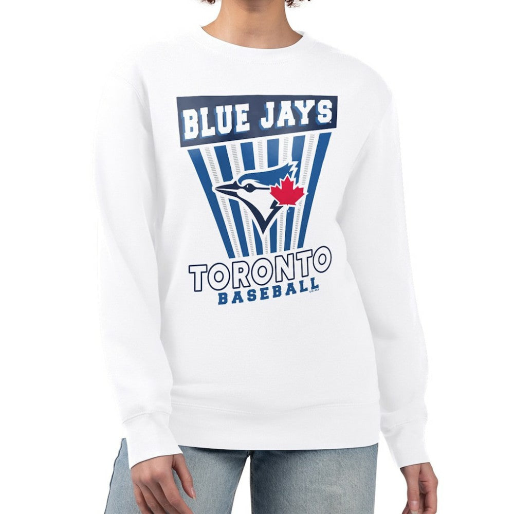Toronto Blue Jays Starter Women's Poster Print Team Fleece Pullover Sweatshirt - White