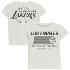 Los Angeles Lakers Sportiqe Women's Athletic Club Collection Alana Premium Cropped T-Shirt - Cream outlet