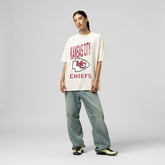 Kansas City Chiefs Women's Logo Rise Boyfriend T-Shirt - Cream for sale
