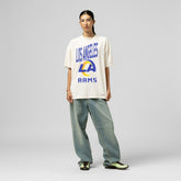 Los Angeles Rams Women's Logo Rise Boyfriend T-Shirt - Cream outlet