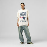 New England Patriots Women's Logo Rise Boyfriend T-Shirt - Cream discount