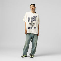 New Orleans Saints Women's Logo Rise Boyfriend T-Shirt - Cream on sale