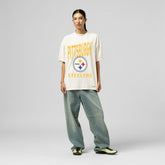 Pittsburgh Steelers Women's Logo Rise Boyfriend T-Shirt - Cream sale