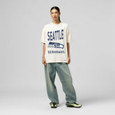 Seattle Seahawks Women's Logo Rise Boyfriend T-Shirt - Cream for sale