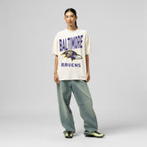 Baltimore Ravens Women's Logo Rise Boyfriend T-Shirt - Cream for sale