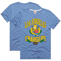 Los Angeles Chargers Homage x The Simpsons Unisex Tri-Blend T-Shirt - Powder Blue for sale