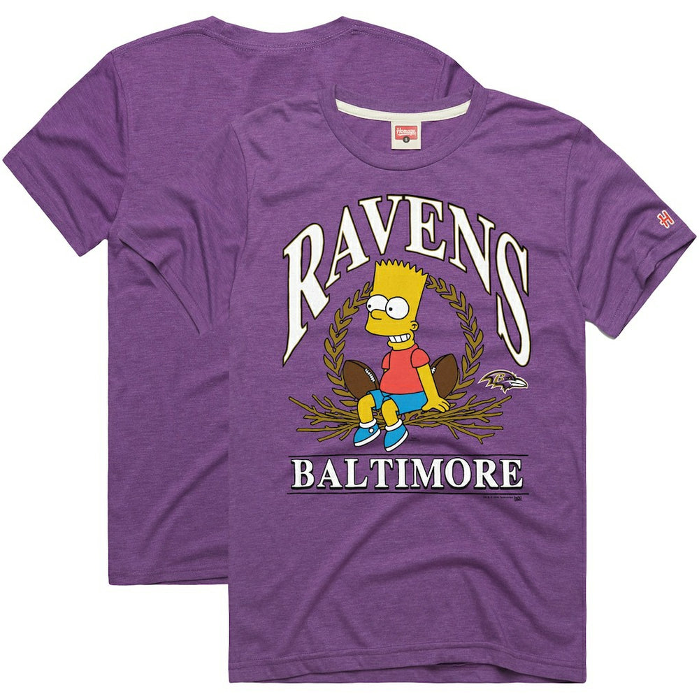 Baltimore Ravens Homage x The Simpsons Unisex Tri-Blend T-Shirt - Purple for sale