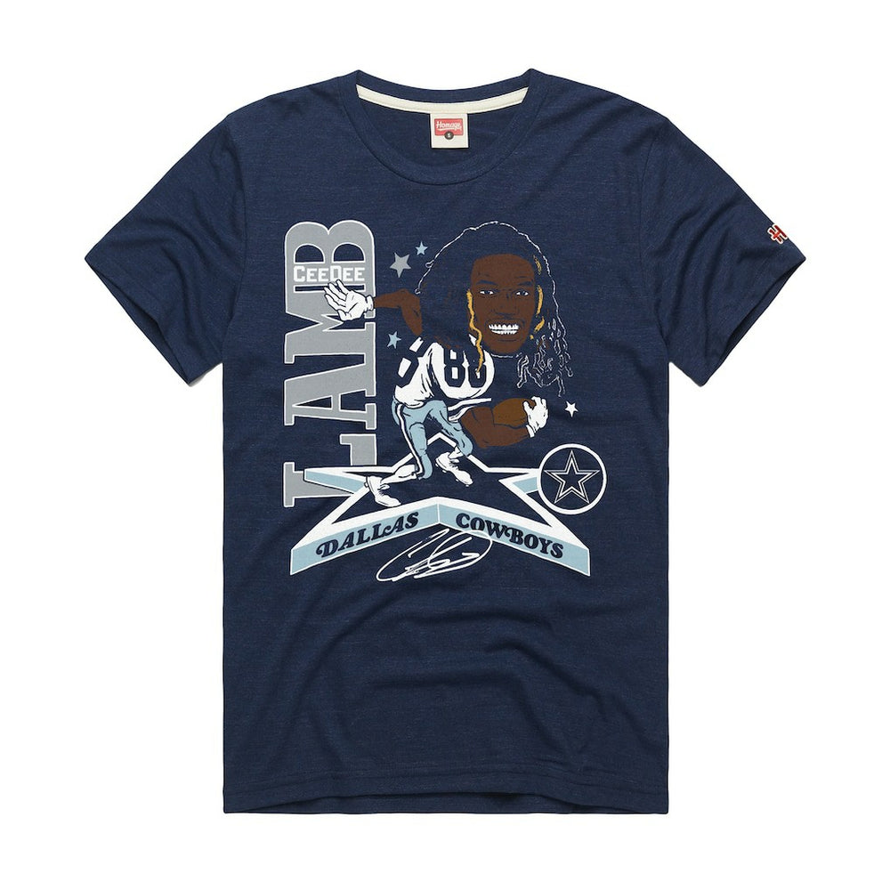 CeeDee Lamb Dallas Cowboys Homage Unisex Caricature Player Graphic Tri-Blend T-Shirt - Navy discount