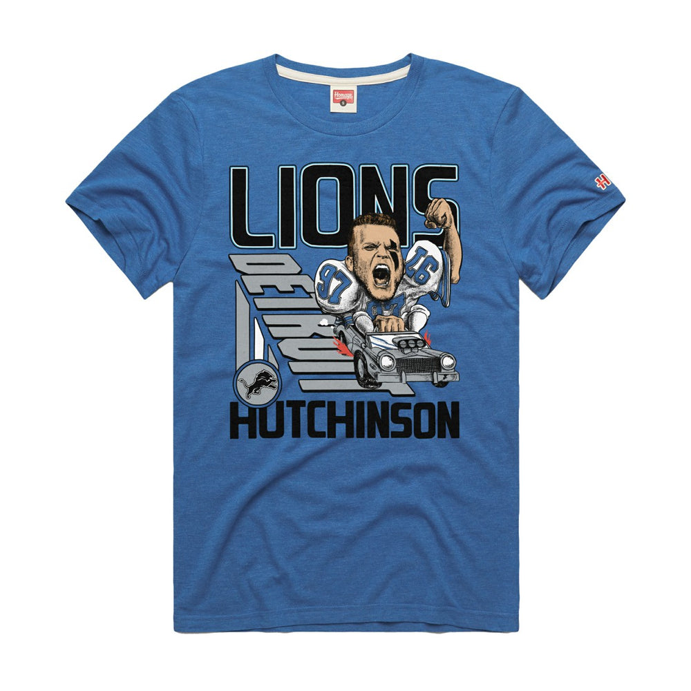 Aidan Hutchinson Detroit Lions Homage Unisex Caricature Player Graphic Tri-Blend T-Shirt - Blue discount