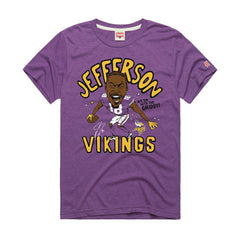 Justin Jefferson Minnesota Vikings Homage Unisex Caricature Player Graphic Tri-Blend T-Shirt - Purple discount