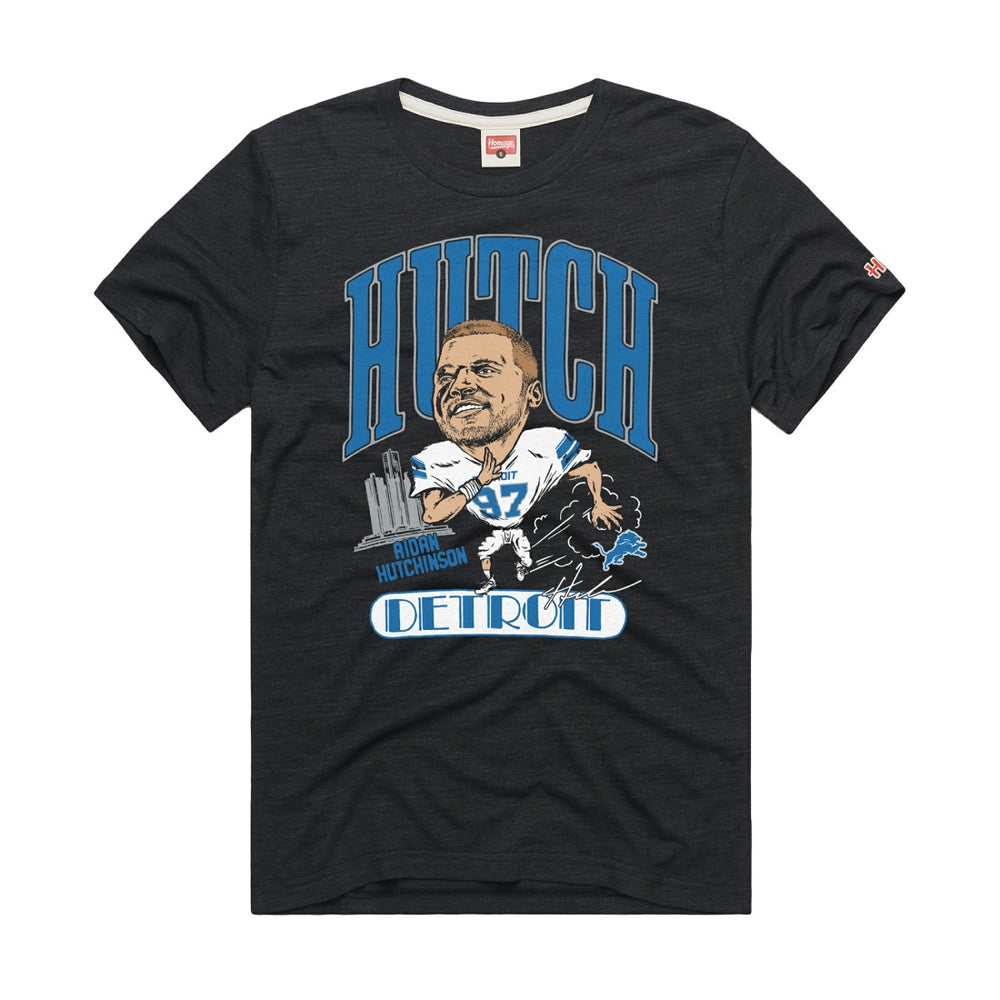Aidan Hutchinson Detroit Lions Homage Unisex Caricature Player Graphic Tri-Blend T-Shirt - Charcoal for sale