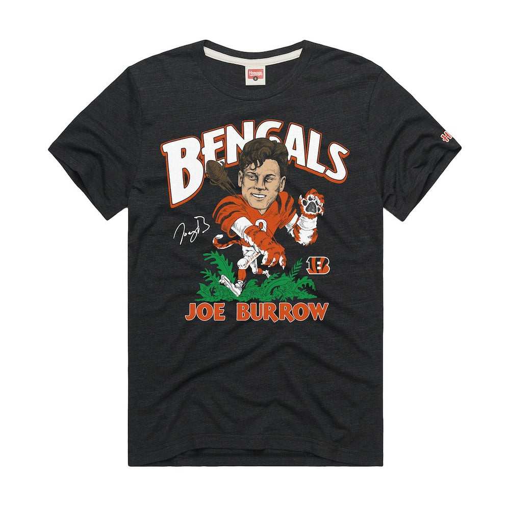 Joe Burrow Cincinnati Bengals Homage Unisex Caricature Player Graphic Tri-Blend T-Shirt - Charcoal cheap