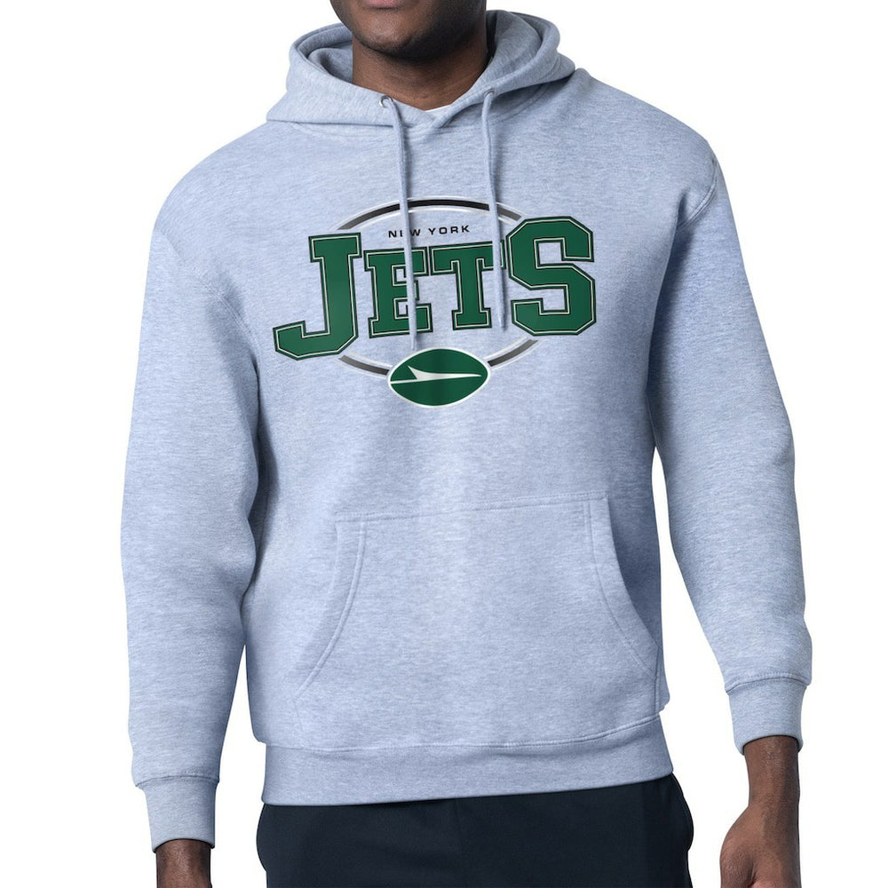 New York Jets Starter Team Track Graphic Pullover Hoodie - Heather Gray sale