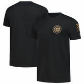 Chicago Cubs Bronze Logo with Cross Bats Established T-Shirt - Black | New Era