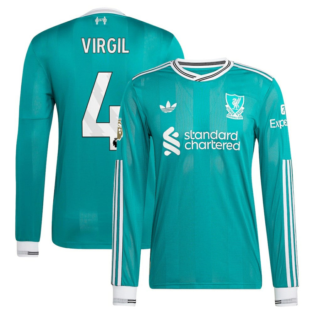 Virgil van Dijk Liverpool 2025/26 Third Long Sleeve Player Jersey - Green | Adidas on sale