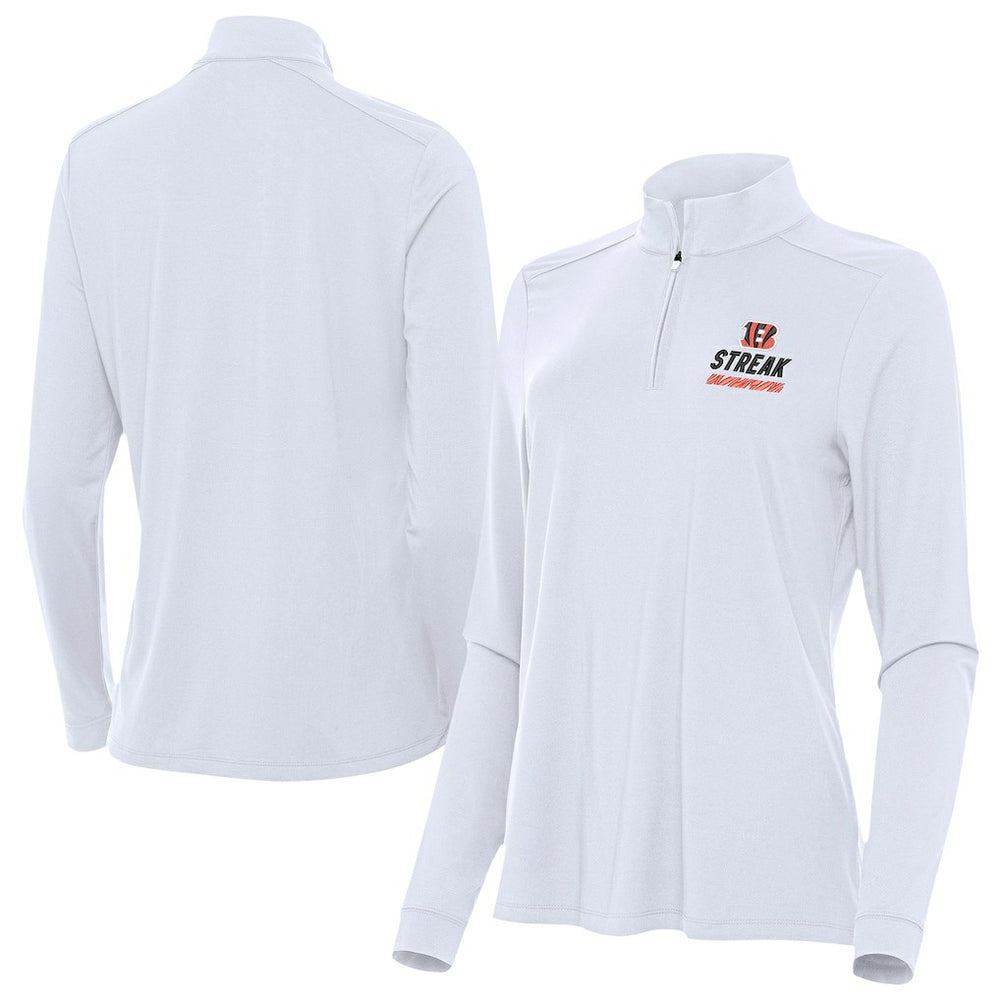 Cincinnati Bengals Antigua Women's Streak Intent Quarter-Zip Pullover - White cheap