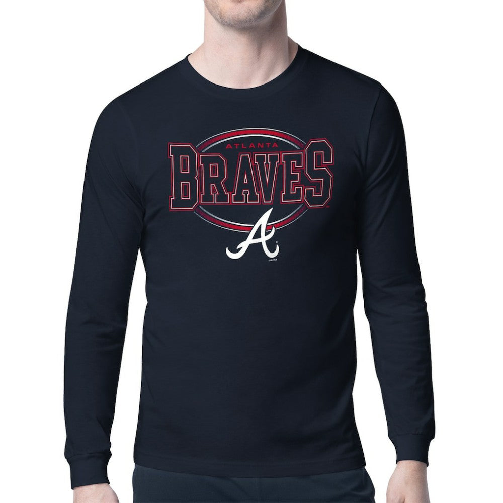 Atlanta Braves Starter Team Track Graphic Long Sleeve T-Shirt - Navy